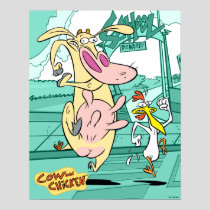 Cow and Chicken Running Graphic Poster