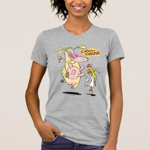 Cow and Chicken Running Graphic T-Shirt