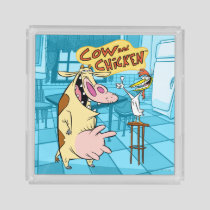 Cow and Chicken Smiling Graphic Acrylic Tray