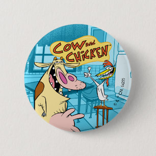 Cow and Chicken Smiling Graphic Button