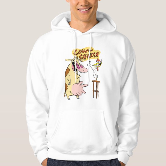 Cow and Chicken Smiling Graphic Hoodie (Front)