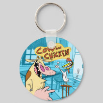 Cow and Chicken Smiling Graphic Keychain