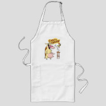 Cow and Chicken Smiling Graphic Long Apron