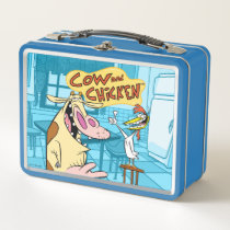 Cow and Chicken Smiling Graphic Metal Lunch Box