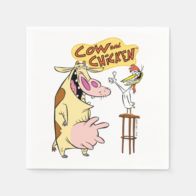 Cow and Chicken Smiling Graphic Napkins (Front)
