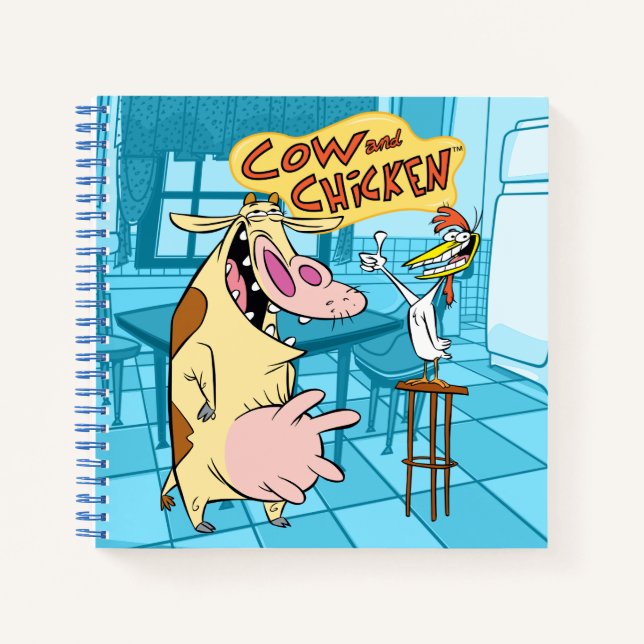 Cow and Chicken Smiling Graphic Notebook (Front)