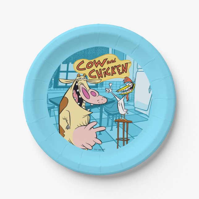 Cow and Chicken Smiling Graphic Paper Plates (Front)