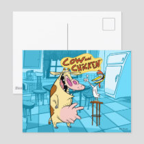 Cow and Chicken Smiling Graphic Postcard