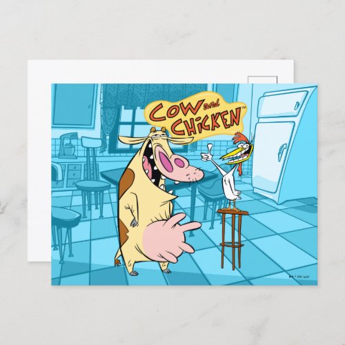 Cow and Chicken Smiling Graphic Postcard