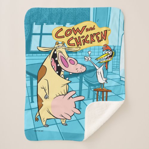 Cow and Chicken Smiling Graphic Sherpa Blanket
