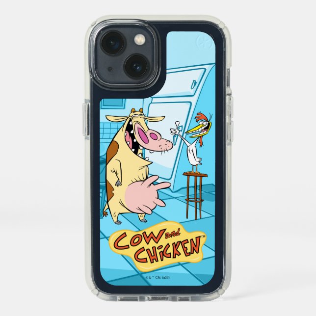Cow and Chicken Smiling Graphic Speck iPhone 13 Case (Front)