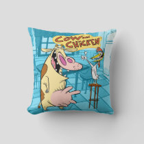 Cow and Chicken Smiling Graphic Throw Pillow