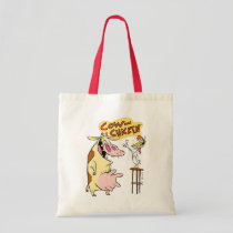 Cow and Chicken Smiling Graphic Tote Bag