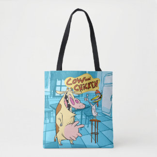 Cow and Chicken Smiling Graphic Tote Bag