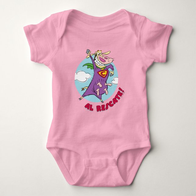 Cow and Chicken Super Cow Al Rescate! Baby Bodysuit (Front)