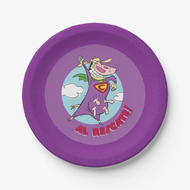 Cow and Chicken Super Cow Al Rescate! Paper Plates (Front)
