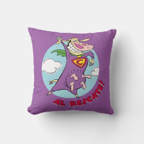 Cow and Chicken Super Cow Al Rescate Throw Pillow