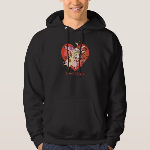Cow and Chicken Valentines Day Heart Background H Hoodie