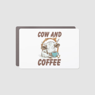 Cow and Coffee Png, Funny Western Girl Car Magnet