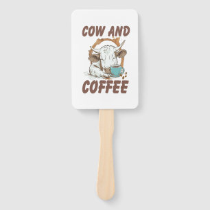 Cow and Coffee Png, Funny Western Girl Hand Fan