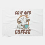 Cow and Coffee Png, Funny Western Girl Kitchen Towel