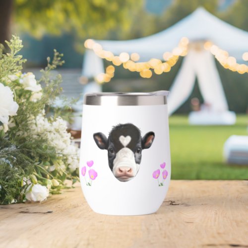 Cow and Flowers Thermal Wine Tumbler