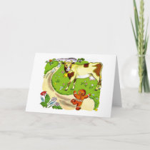 Cow and Gingerbread Man Greeting Card