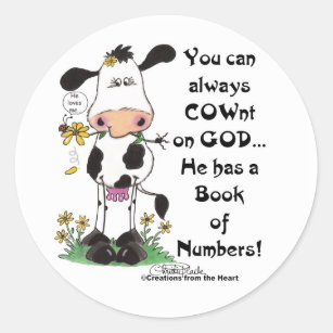 Cow and Ladybug COWnt on God Classic Round Sticker
