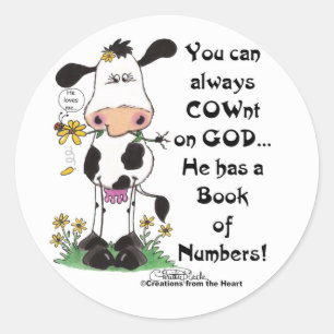 Cow and Ladybug COWnt on God Classic Round Sticker