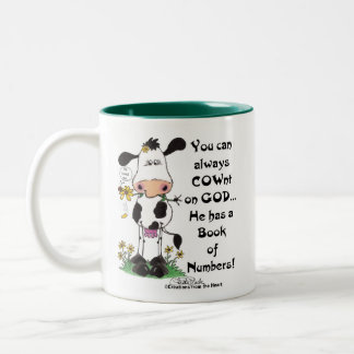 Cow and Ladybug COWnt on God Two-Tone Coffee Mug