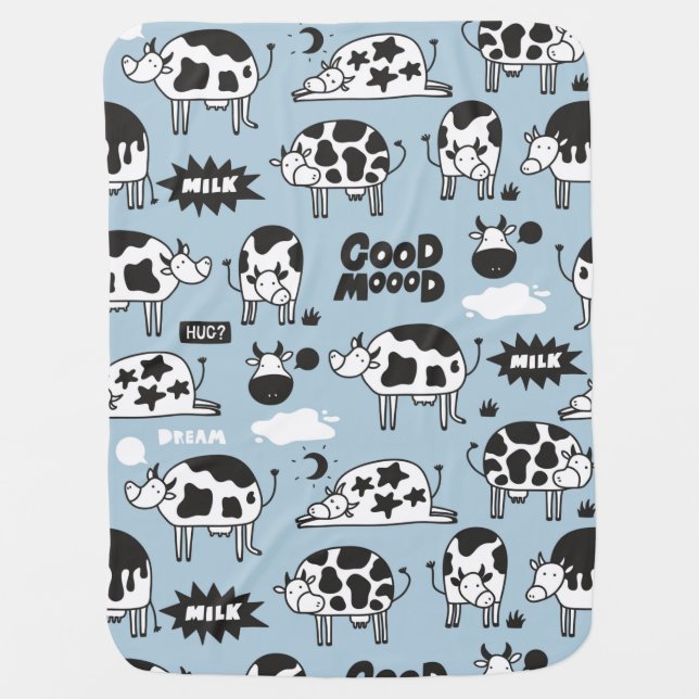 Cow and milk baby blanket (Front)