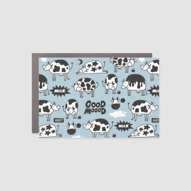 Cow and milk car magnet (Front)