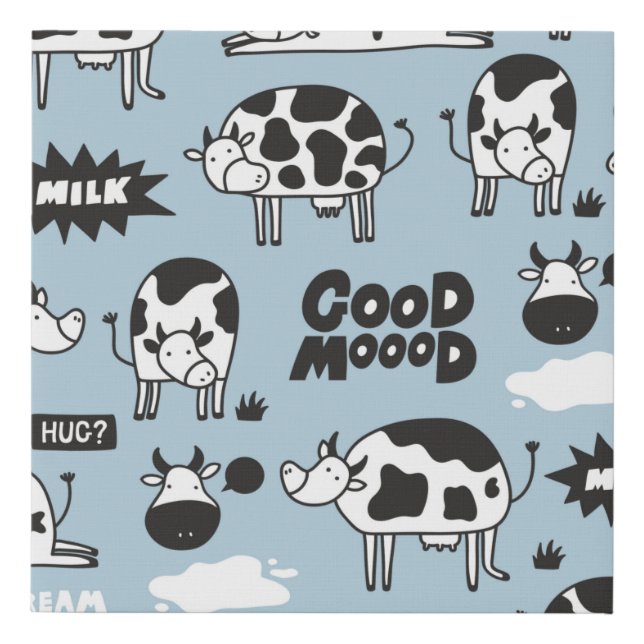 Cow and milk faux canvas print (Front)