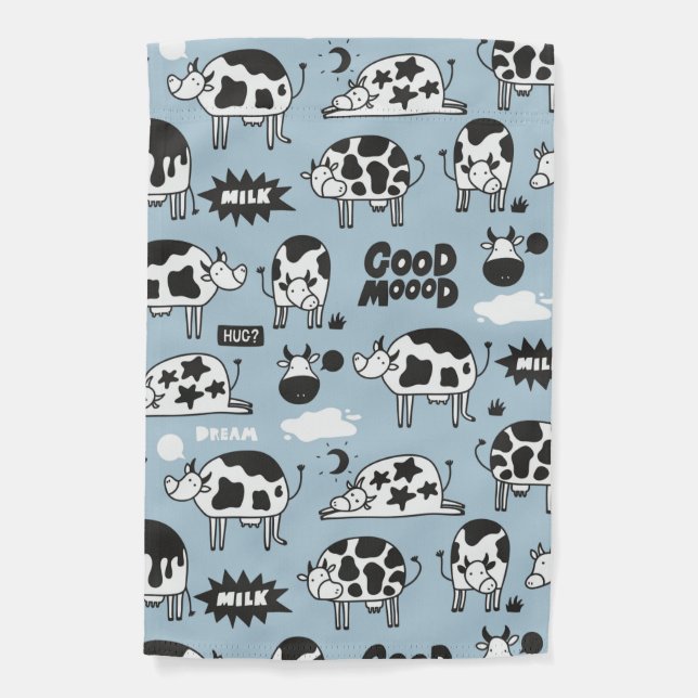 Cow and milk garden flag (Front)