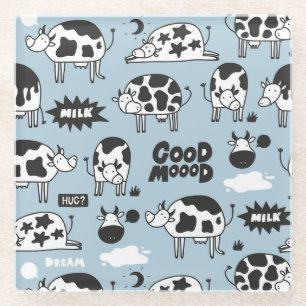 Cow and milk glass coaster