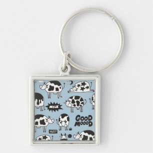 Cow and milk keychain