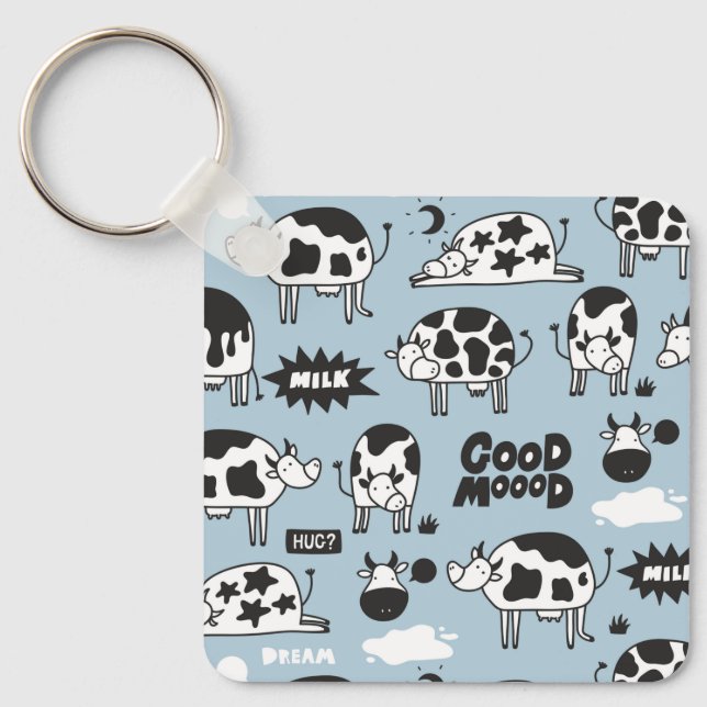 Cow and milk keychain (Front)