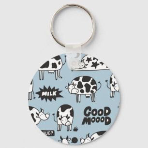 Cow and milk keychain