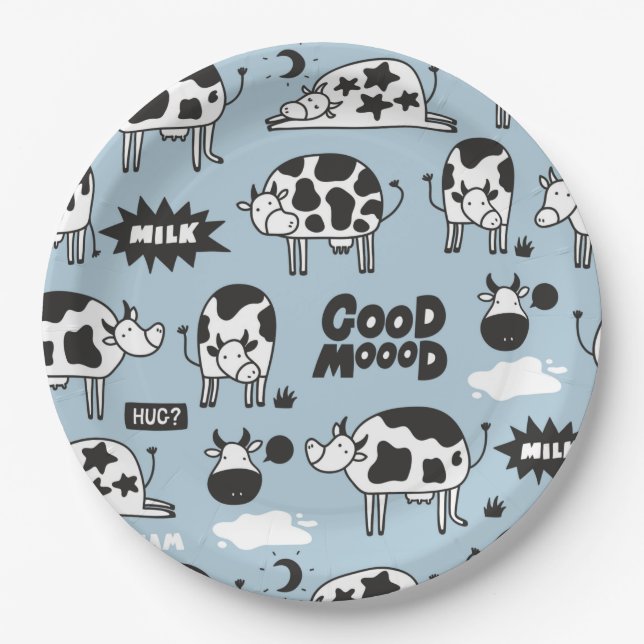 Cow and milk paper plates (Front)