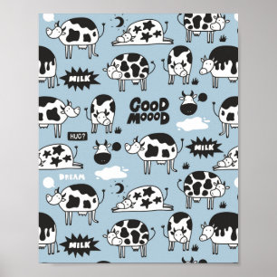 Cow and milk poster