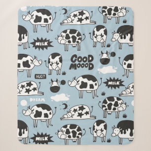 Cow and milk sherpa blanket