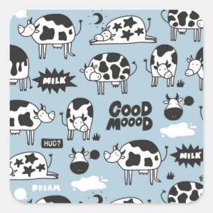 Cow and milk square sticker