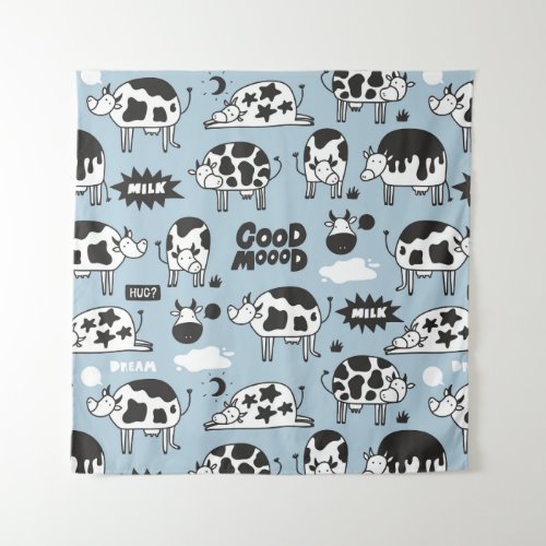 Cow and milk tapestry