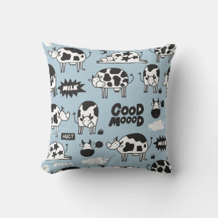 Cow and milk throw pillow