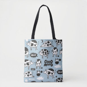 Cow and milk tote bag