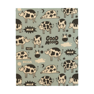 Cow and milk wood wall art