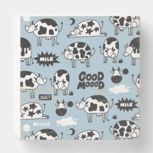 Cow and milk wooden box sign