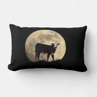 Cow and Moon Lumbar Pillow