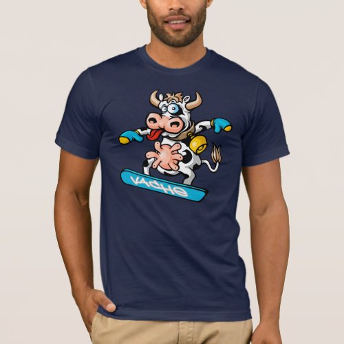 cow and snowboard T_Shirt