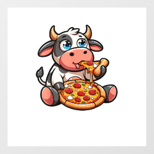 Cow Animal Eating Pizza Margherita Meal Foodies _5 Wall Decal